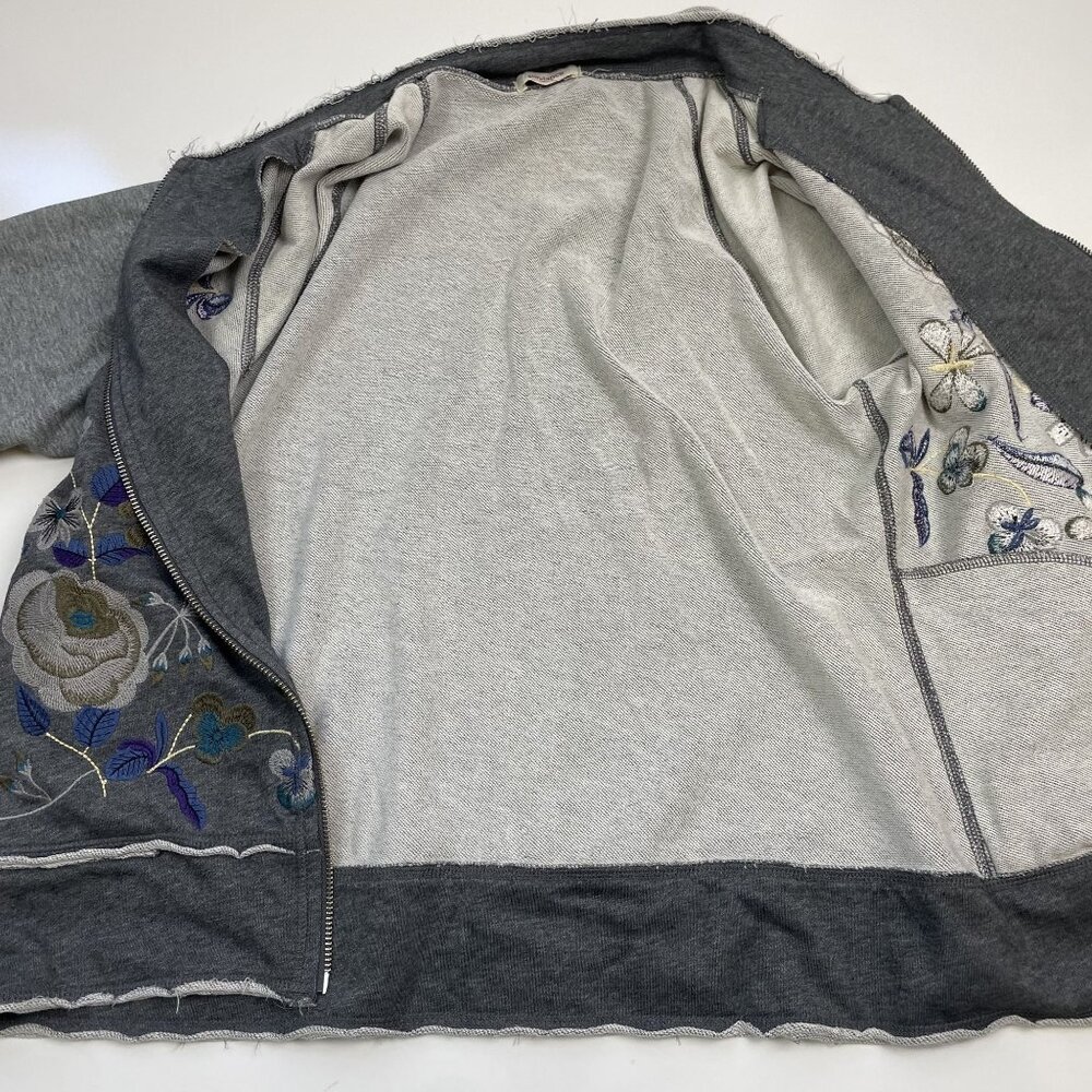 Sundance Womens Embroidered Gray Zip-Up Jacket Bomber Size S/M - Picture 9 of 9